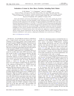 Ionization of Atoms by Slow Heavy Particles, Including Dark Matter