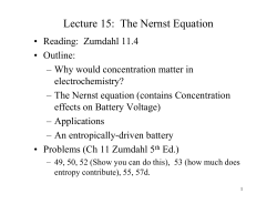 Lecture 15: The Nernst Equation