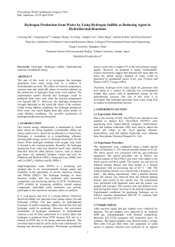 Hydrogen Production from Water by Using Hydrogen Sulfide as a