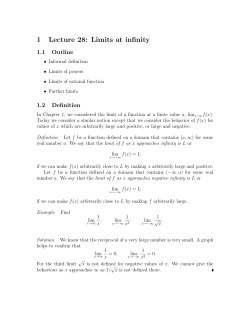 1 Lecture 28: Limits at infinity