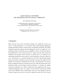 large neural networks for the resolution of lexical ambiguity