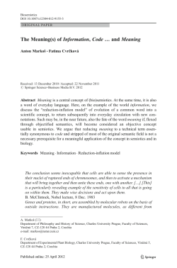 The Meaning(s) of Information, Code … and Meaning