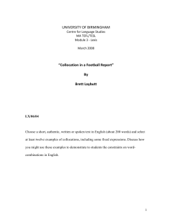UNIVERSITY OF BIRMINGHAM &ldquo;Collocation in a Football Report