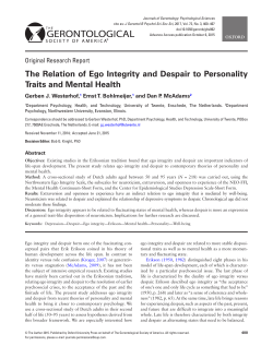 The Relation of Ego Integrity and Despair to