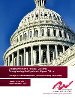 Building Women`s Political Careers: Strengthening the Pipeline to