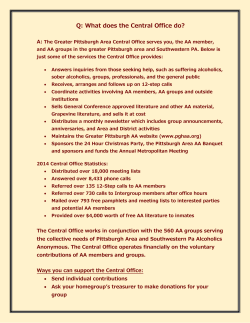 24 HOURS/DAY/365 DAYS/YEAR - Pittsburgh Area Central Office