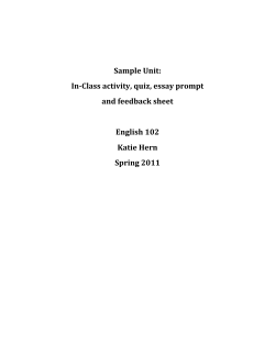 Sample Unit: In-Class activity, quiz, essay prompt
