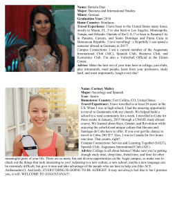 Name: Daniela Diaz Major: Business and International Studies