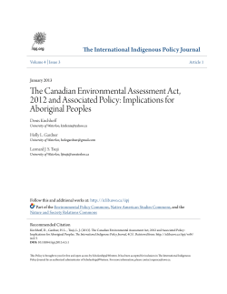 The Canadian Environmental Assessment Act, 2012 and Associated