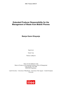 Extended Producer Responsibility for the Management of Waste