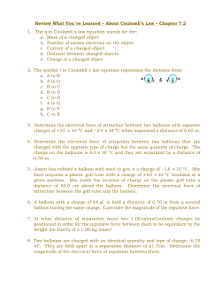 Review What You`ve Learned – About Coulomb`s Law – Chapter