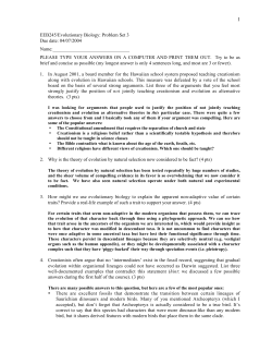 EEB245/Evolutionary Biology: Problem Set 3 Due date: 04/07/2004