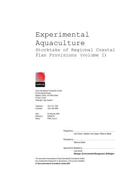 Experimental aquaculture: Stocktake of regional coastal plan