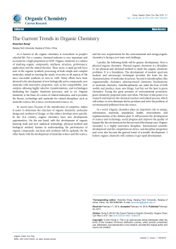 The Current Trends in Organic Chemistry