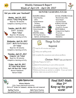 Final ISAT-Math May 2nd Keep up the great work!