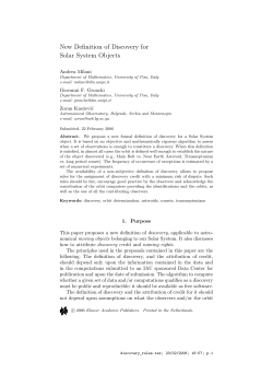 New Definition of Discovery for Solar System Objects