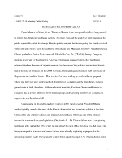 The Passage of the Affordable Care Act