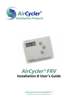 Ventilation Products AirCycler® FRV Installation