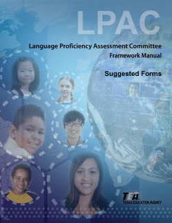 Texas Education Agency Curriculum Division 2013