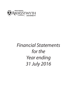 Financial Statements for the Year ending 31 July 2016