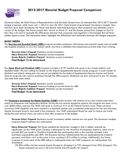 2015-2017 Biennial Budget Proposal Comparison