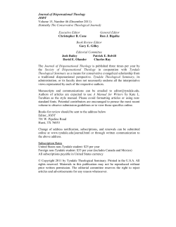 JODT Vol15 No46 (Dec11) - Tyndale Theological Seminary and
