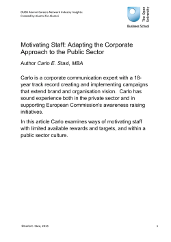 Motivating Staff: Adapting the Corporate Approach to the Public Sector