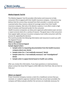 Medical Appeals Tool Kit The Medical Appeals Tool Kit provides