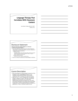 Language Therapy That Correlates With Classroom