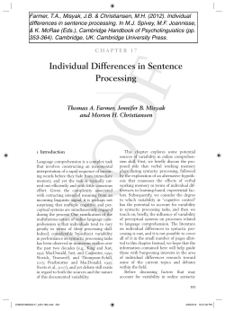 Individual Differences in Sentence Processing