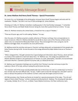 Dr. James Mathew And Henry David Thoreau &ndash; Special Presentation