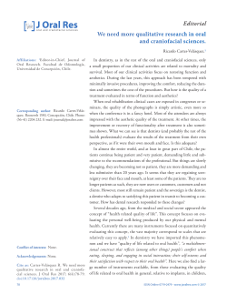 Editorial We need more qualitative research in oral and craniofacial