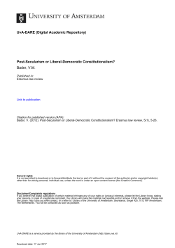 Post-Secularism or Liberal-Democratic Constitutionalism? Bader, VM