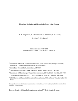1 Ultraviolet Radiation and Bio-optics in Crater Lake, Oregon B. R.