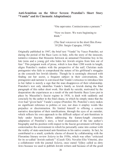 Anti-Semitism on the Silver Screen: Pratolini`s Short