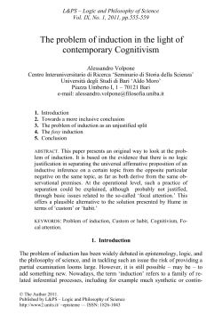 The problem of induction in the light of contemporary Cognitivism