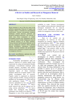 A Review on Studies and Research on Manganese Removal