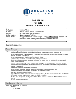 ENGLISH 101 Fall 2012 Section OKS: Item # 1130