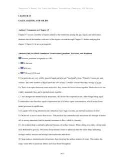 CHAPTER 15 GASES, LIQUIDS, AND SOLIDS Authors` Comments