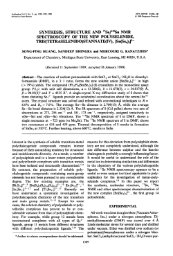 SYNTHESIS, STRUCTURE AND nSe/&ldquo;gSn NMR SPECTROSCOPY