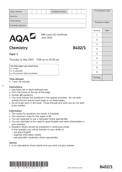 Level 1/2 Certificate Chemistry Question paper Chemistry