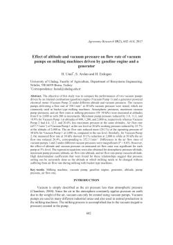 Effect of altitude and vacuum pressure on flow rate of vacuum