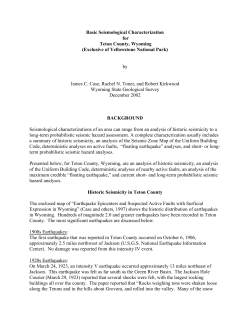 Basic Seismological Characterization for Teton County, Wyoming