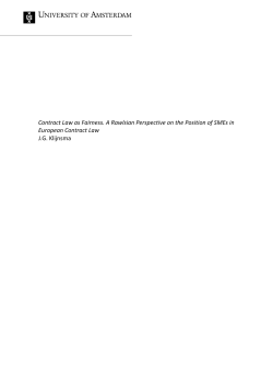 Contract Law as Fairness. A Rawlsian Perspective on the Position of