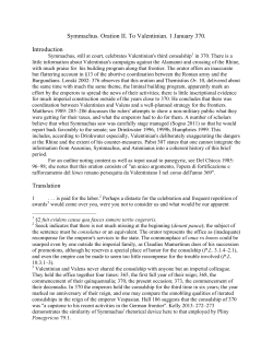 Symmachus. Oration II. To Valentinian. 1 January 370. Introduction