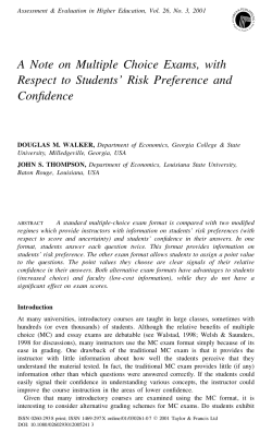 A Note on Multiple Choice Exams, with Respect to Students` Risk