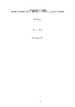 INTERDISCIPLINARITY AND DEVELOPMENT STUDIES