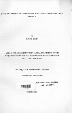 Contract Farming In Smallholder Poultry Enterprises In Thika District