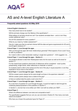 AS and A-level English Literature A Frequently asked