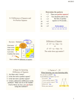Factor Difference of Squares